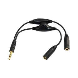 Adapter zestawu słuchawkowego Mikrofon do słuchawek Rozgałęźnik Y 3,5 mm Audio męski na 2 żeńskie do słuchawek Rozgałęźnik adaptera z regulacją głośności