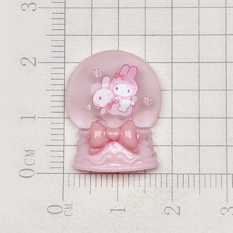 10Pcs Cartoon Resin Cute Cartoon Rabbit, Crystal Ball, Bow, Peach Heart, Cake Scrapbook Craft Diy Miniature Ornament Accessories