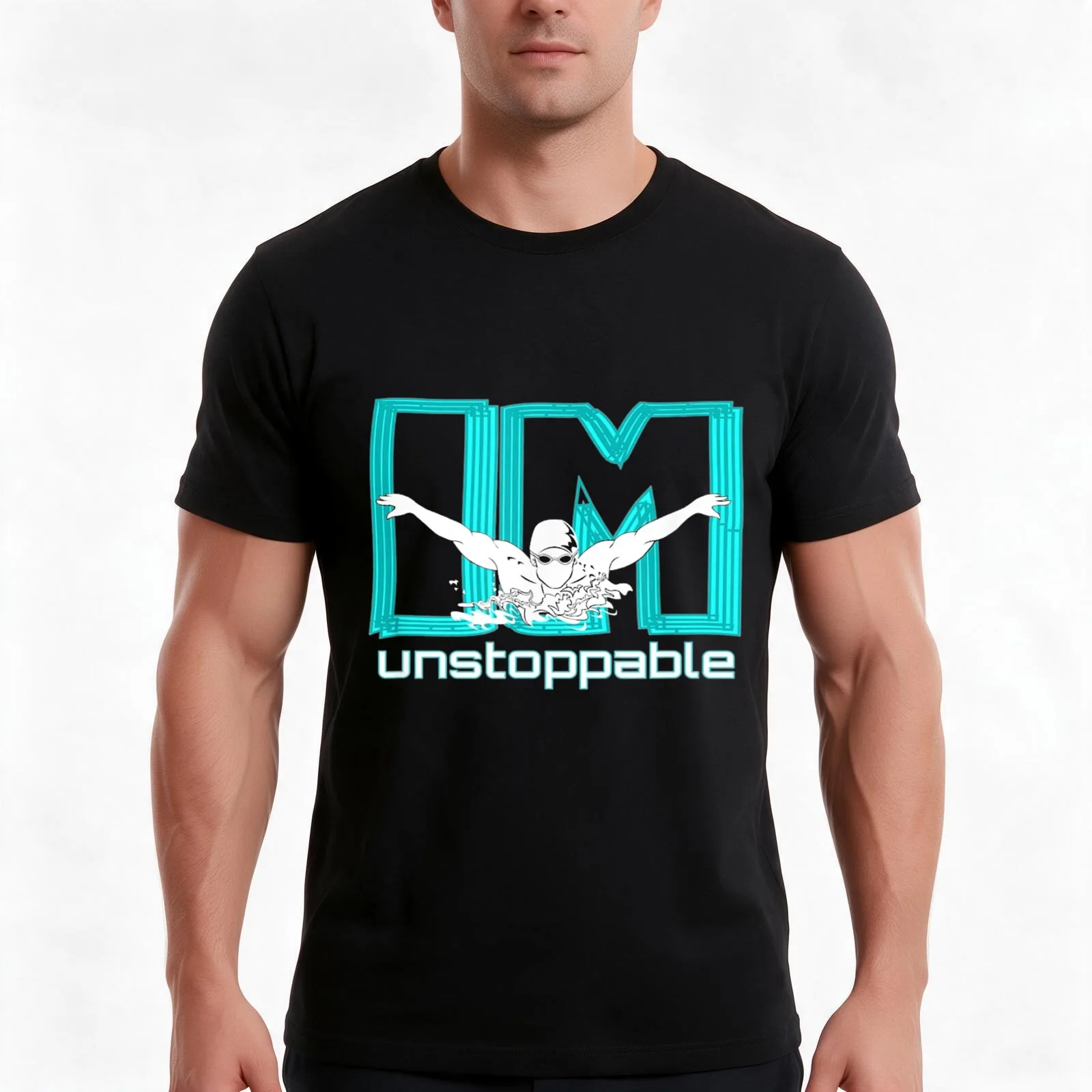 Swimmer Swimming I'm Unstoppable T-Shirt, Summer Casual Cotton Tee, Oversized Streetwear Tops, Vintage Graphic Print