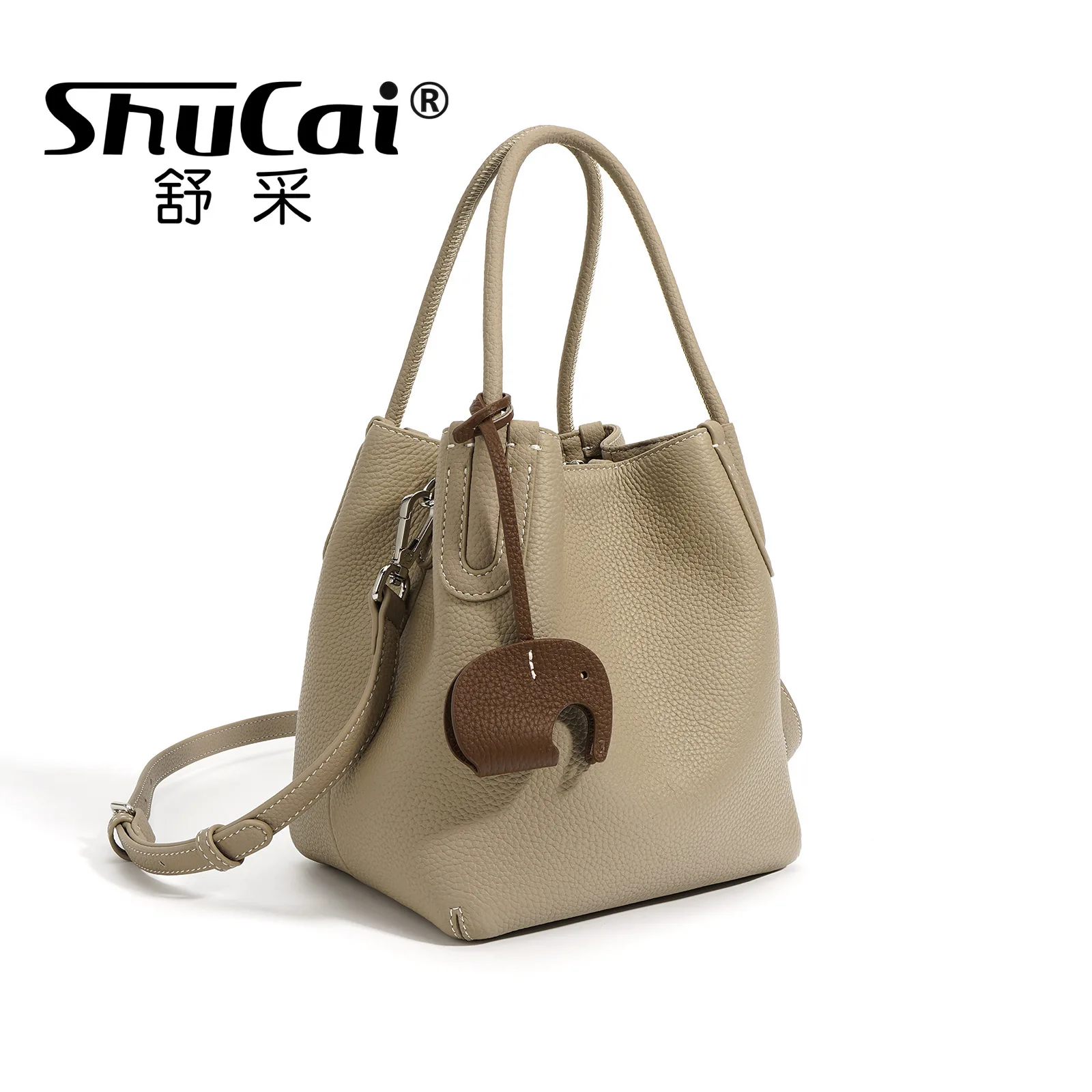 Head Layer Cowhide Vegetable Basket Bag Leather Cell Phone Crossbody Bag Commuter Shoulder Bucket Bag