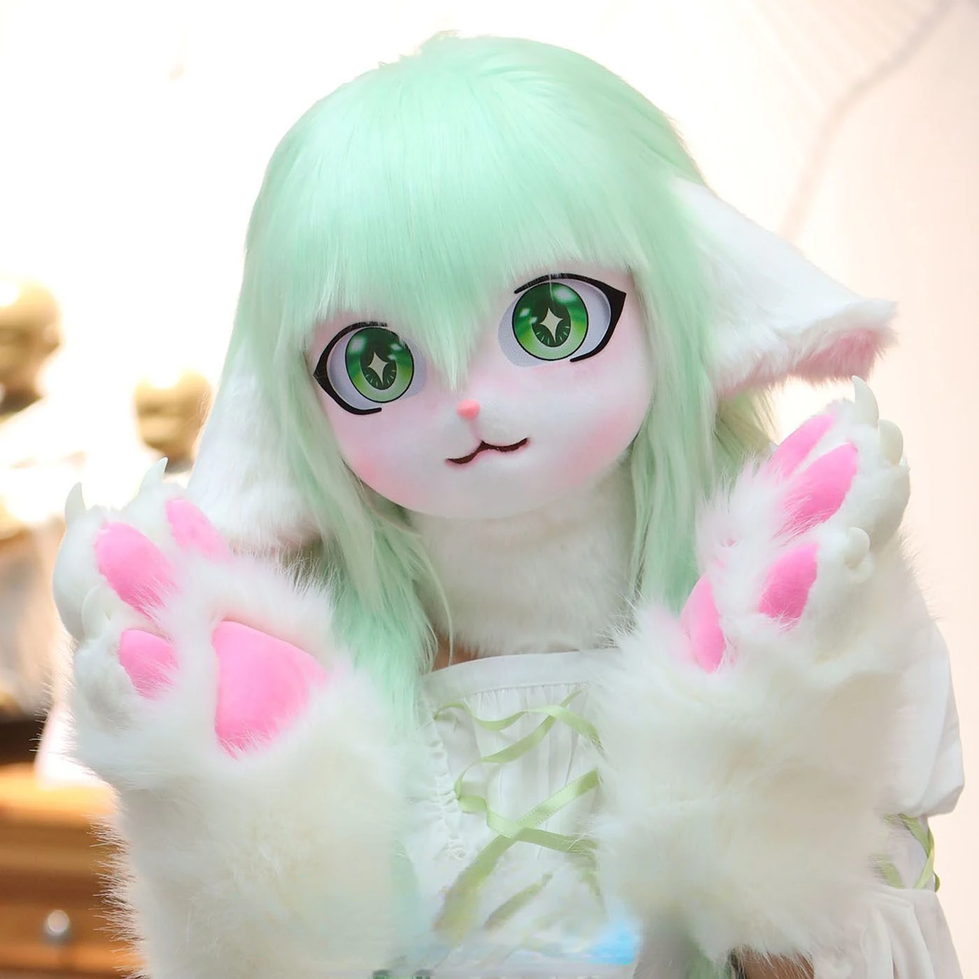 

Fursuit Long-hair Animal Head Beast Costume Single-head Kig Full Face Mask Fursuit Furry Head Custom Costumes Lolita Dress UP