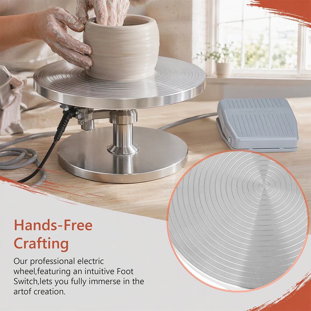 Stainless Steel Electric Pottery Wheel, Variable Speed Rotary Platform for Clay Sculpting, Ceramic Art & DIY Craft Stand
