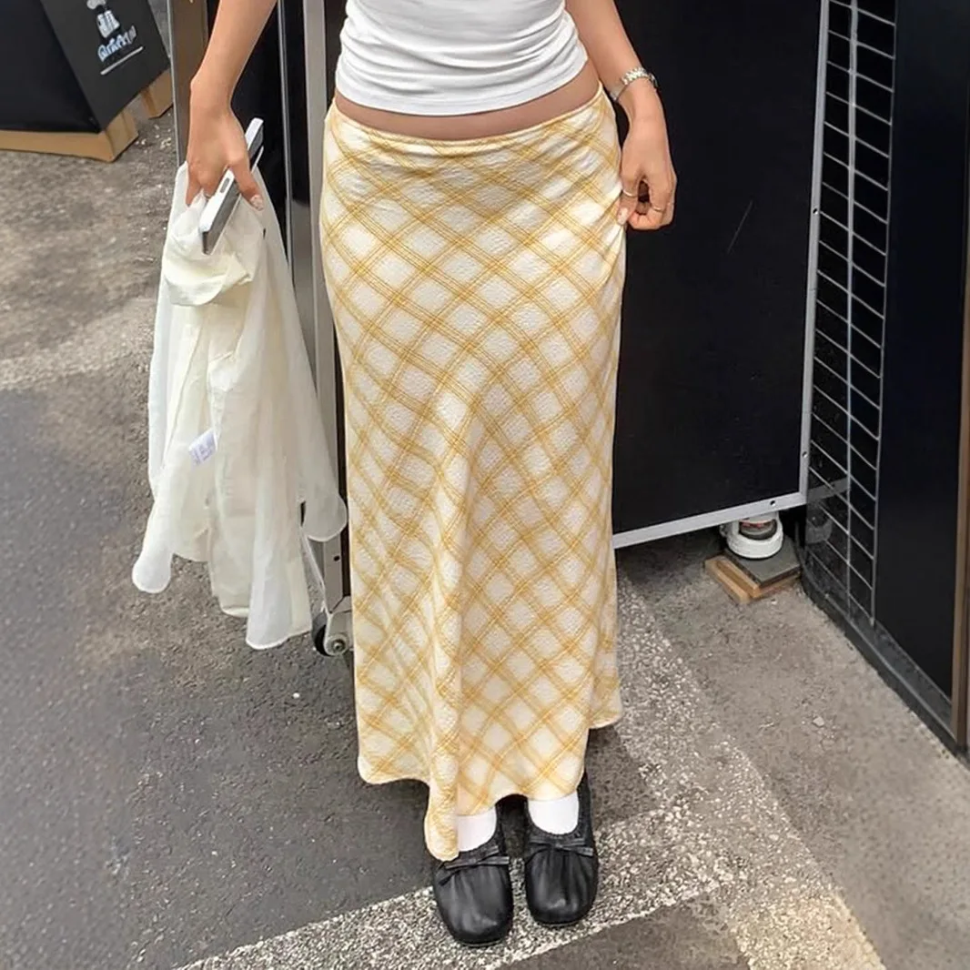 

Zeyla Women's 2025 French Plaid Bubble Texture Mermaid Skirt Summer Slim Fit High Waist Sexy Y2K Beach Party Streetwear