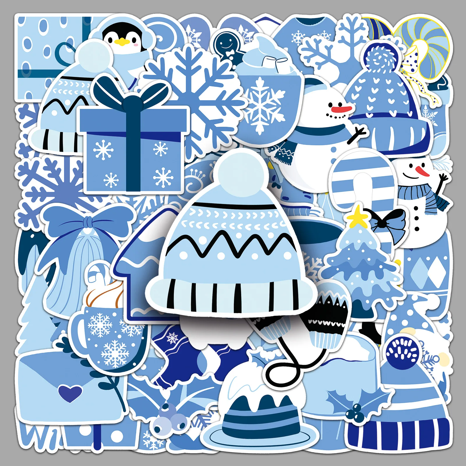 

10/30/50Pcs Blue Winter Graffiti Stickers Personalized Cartoon Christmas Decoration Stickers DIY Guitar Water Cup Skateboard
