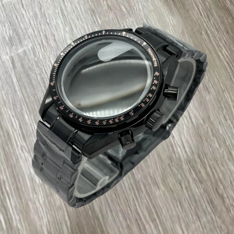 Multifunctional Silver 39.6mm Watch Case with Bezel Watch Parts Suitable for Omg VK63 Quartz Movement Fits 20mm Watch Strap Case
