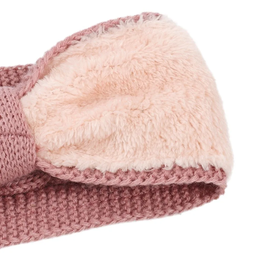 الشتاء محبوك النساء Headbands رشاقته صوف مبطن الكروشيه عمامة دافئة الملتوية معقود الأذن أدفأ إكسسوارات الشعر