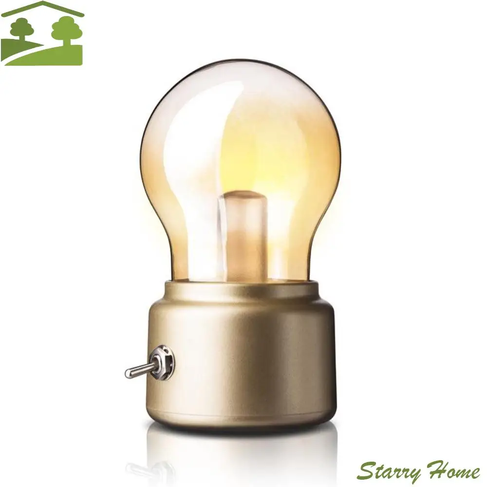

Fashion Glass Lampshade Night Light Cordless Operation Flame Tip Design Bulb Lemp Eye Care Light LED Desk Lamp Bedside