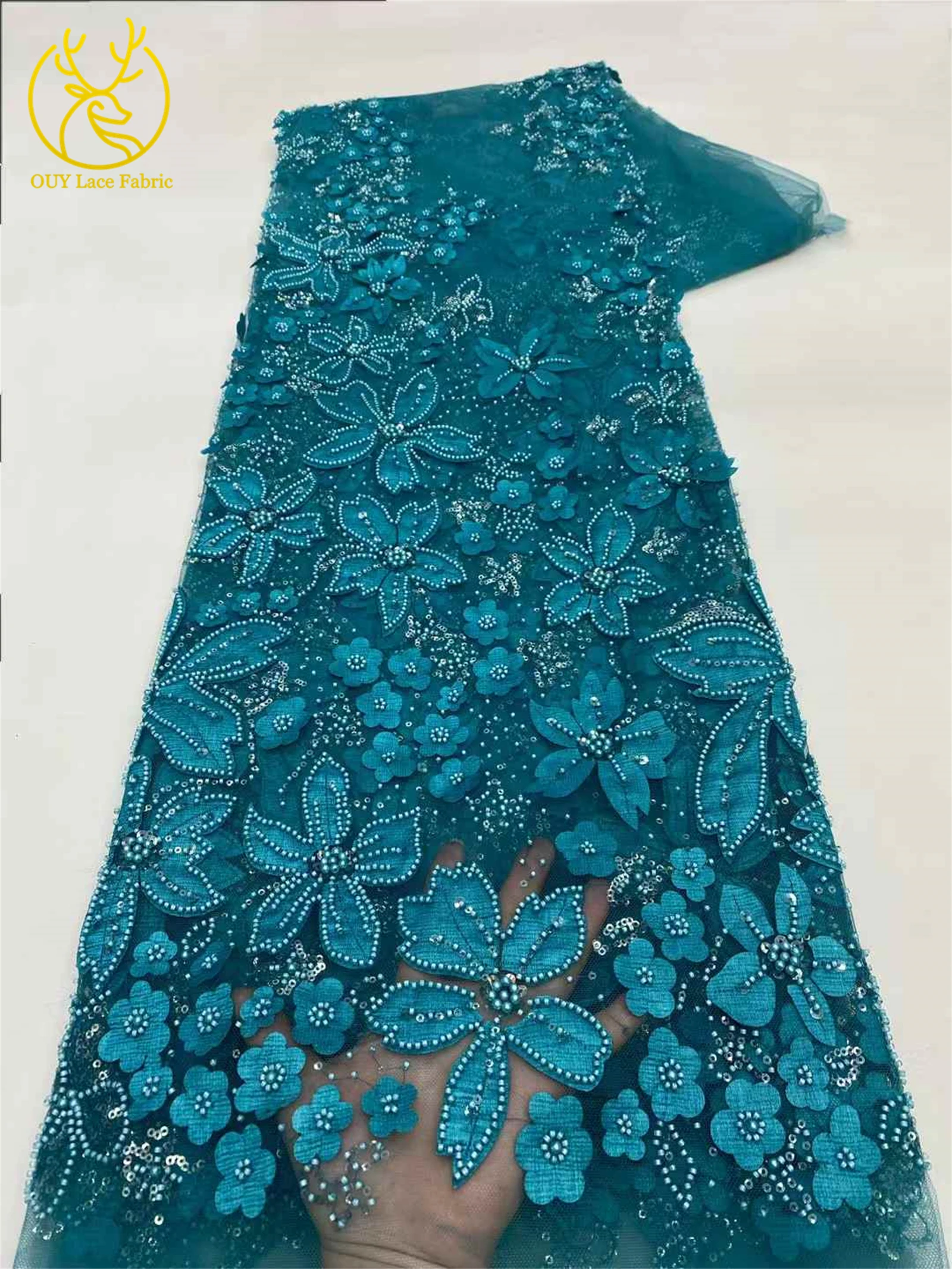 Белая африканская кружевная ткань с блестками и бусинами, 2022, французская нигерийская наклейка для жениха, кружевная сетчатая ткань, женское свадебное платье, праздничное платье