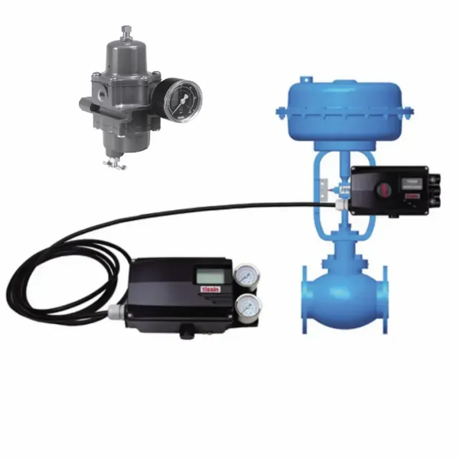 Pneumatic Control Valve With Tissin Smart Valve Positioner TS800 Series Digital Positioner and Fisher 67CFR Filter Regulator