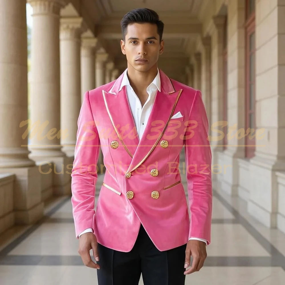 

Customzied Wedding Men Suits Elegant Double Breasted Peak Lapel Slim Fit 2 Piece Jacket Pants Outfits Fashion Male Clothing