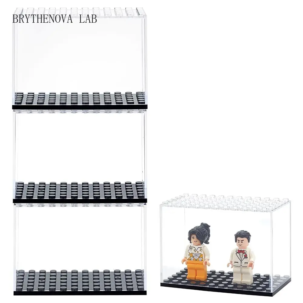 Minifigures Acrylic Display Case Action Figure Building Block Display Box Stackable Case Storage for Doll Toys and Collectibles
