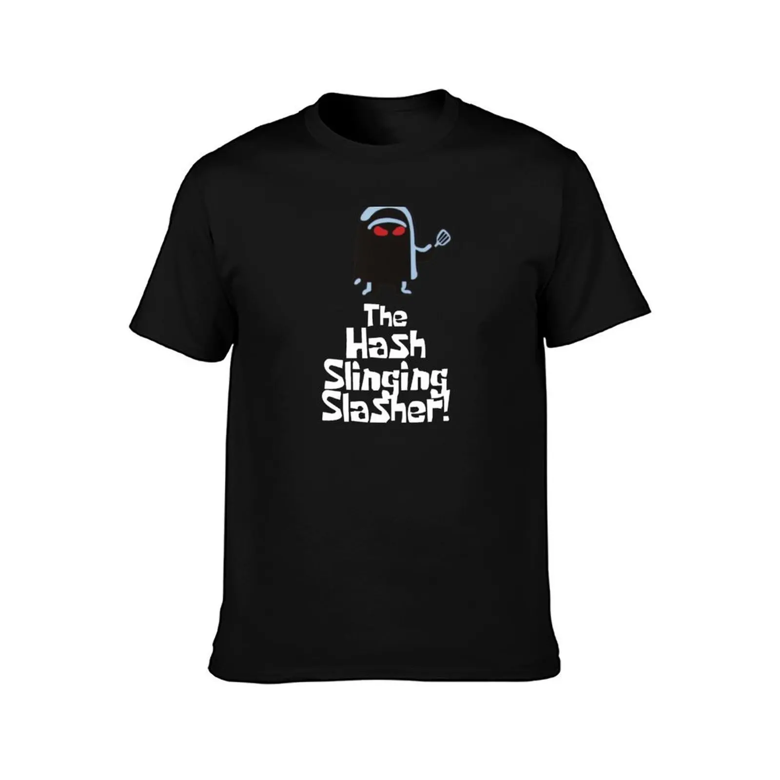The Hash Slinging Slasher! (White Text) T-Shirt, Summer Casual Cotton Tee, Oversized Streetwear Tops, Vintage Graphic Print