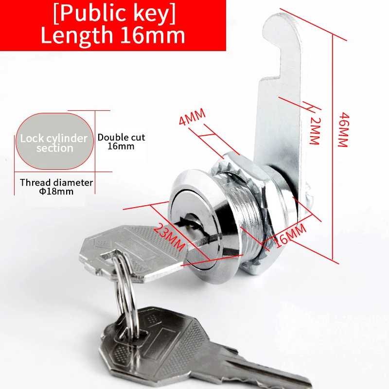20 SETS Metalen Cilinderkast Beveiliging Locker Cam Lock Met 2 Sleutels Dezelfde Sleutel Verschillende Sleutel Beveiliging Brievenbus Slot Lade 16mm