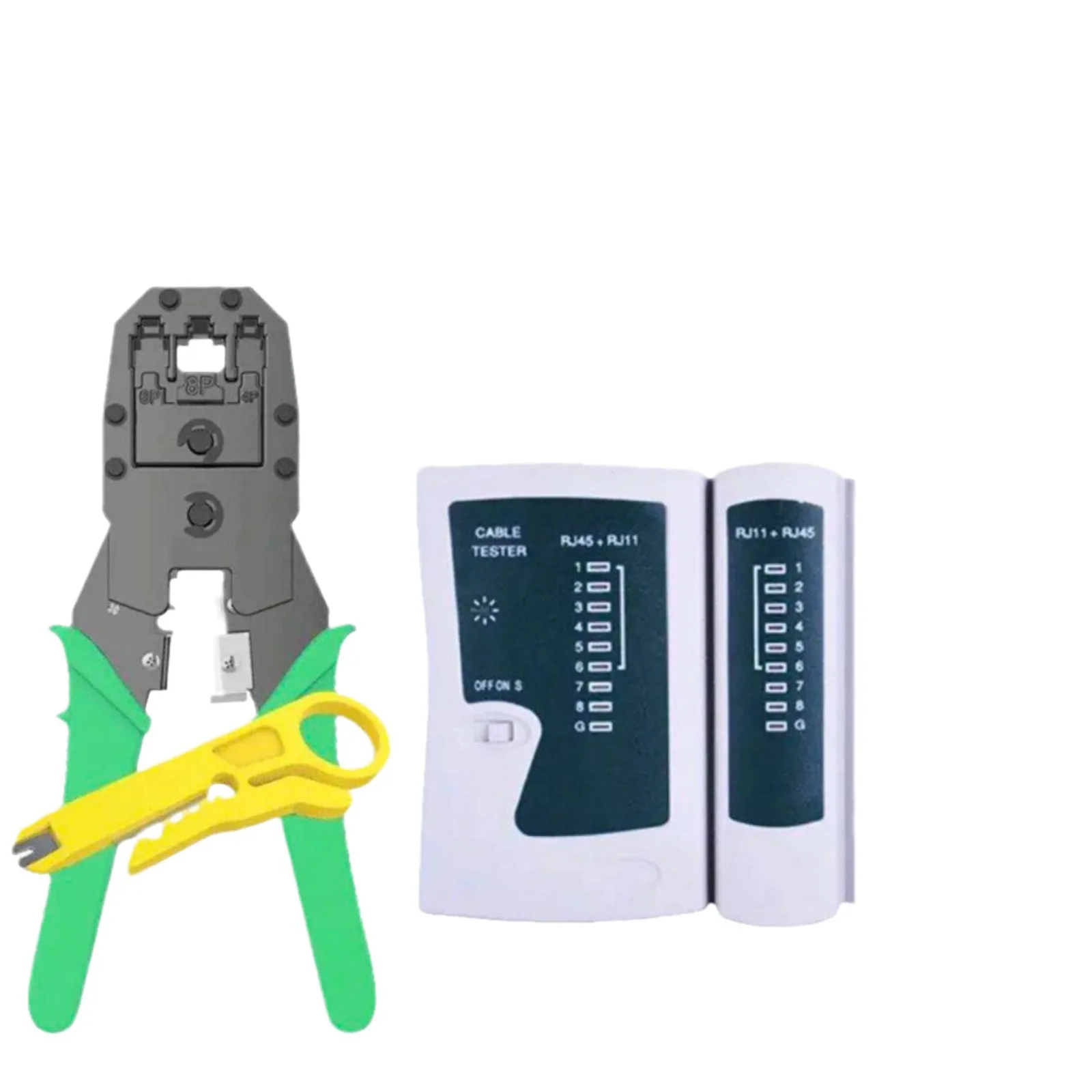 3 in 1 Network Crimping Tool with Cable Tester RJ45 6P 8P Wire Crimper Stripper Cutter for Ethernet and Telephone Cable Home