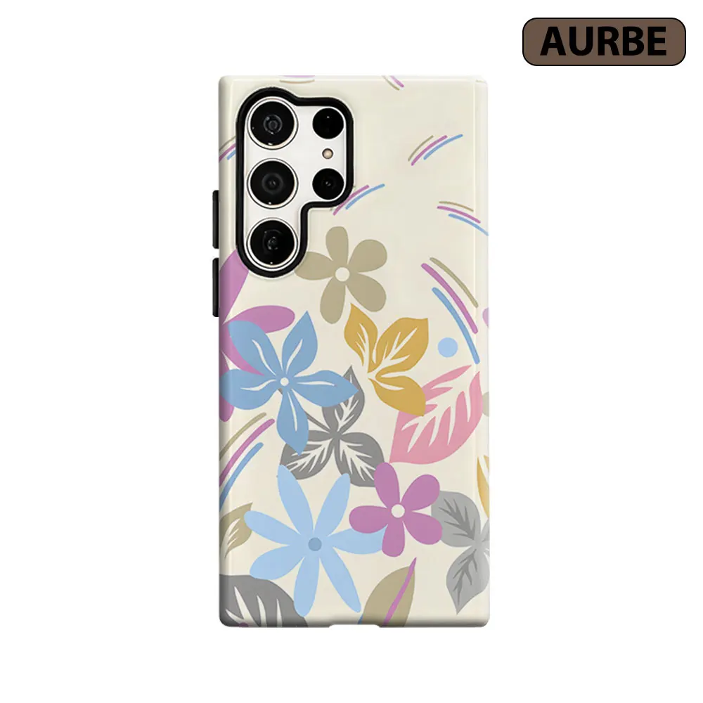 Soft Retro Blooms Phone Case For Samsung Galaxy S26 S25 S24 S23 Ultra Plus HD Hard Double Layer Film Cover