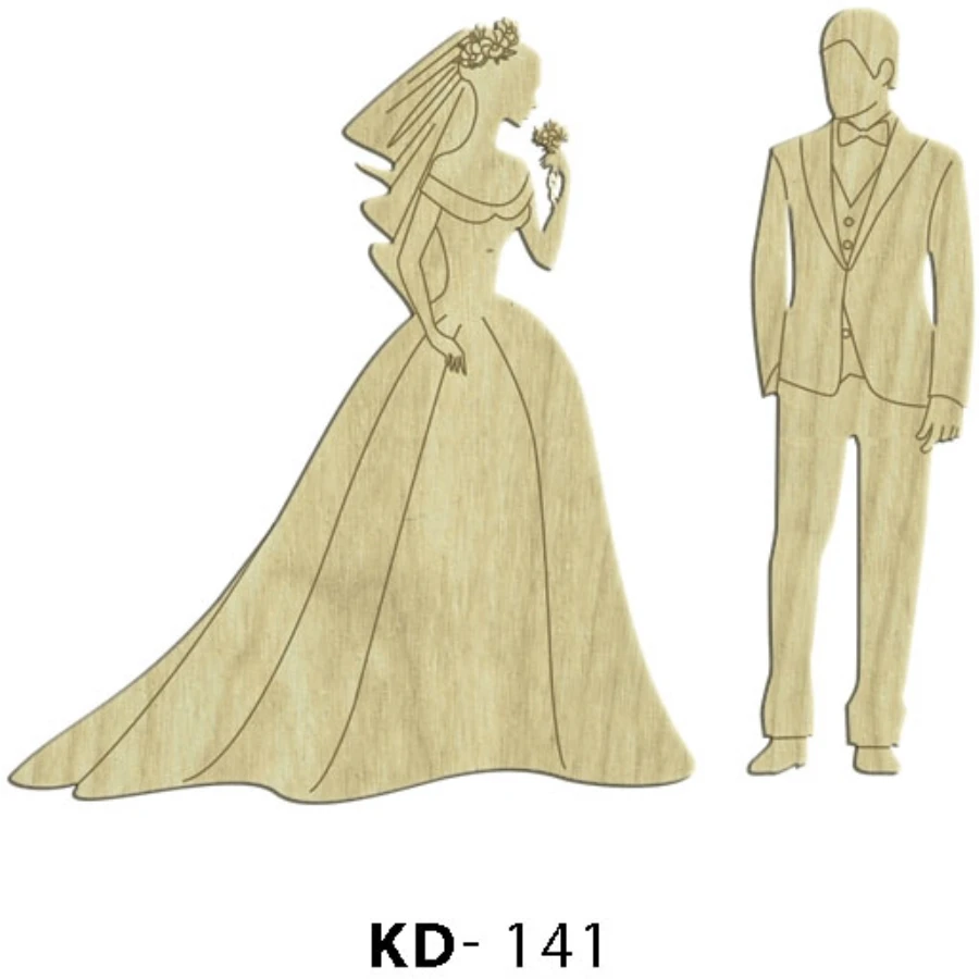 KD141 Bride Groom 2li Set Wooden Package Ornament, Hobby is Painting Ornament