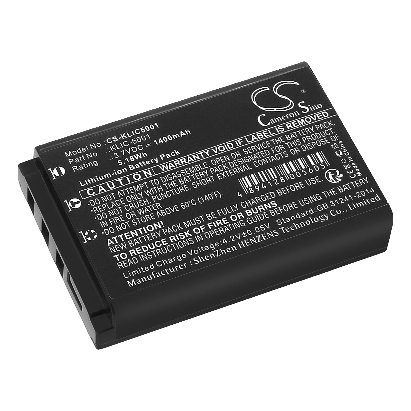

Li-ion Camera Battery for Kodak, 3.7V, 1400mAh, Compatible Models: EasyShare DX6490, EasyShare DX7440