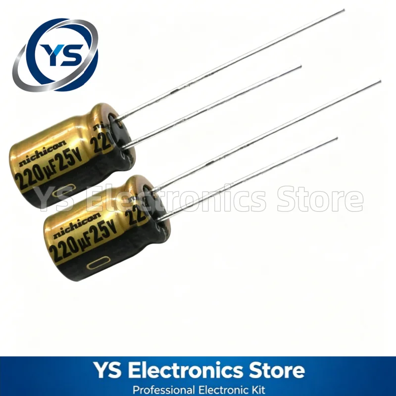 10-200pcs 25V220UF NICHICON FW Series 8X12mm Hi-Fi Audio Electrolytic Capacitor UFW1E221MPD 220UF25V 25V 220UF Original NEW