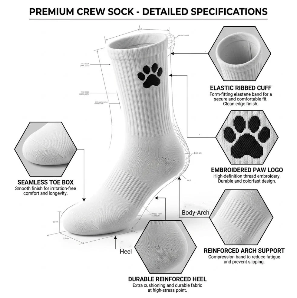 INSELLE Cat Claw Embroidery Middle Tube Stacked Socks Women's Black and White Solid Color Anti slip Non falling Tube Looks