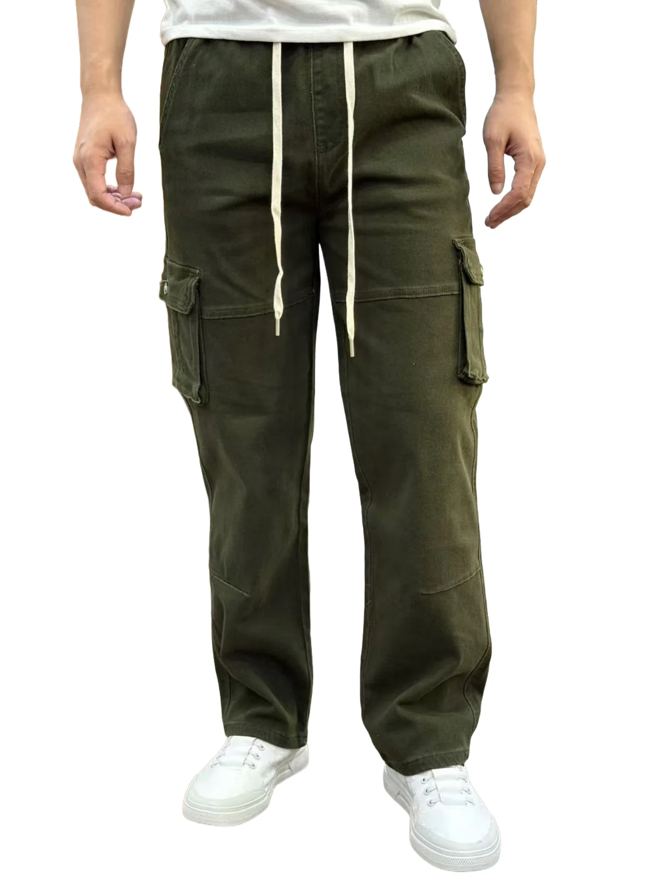 

KING JEANS Мужские джинсы Модные брюки с эластичным поясом Базовые стильные деловые классические оливковые прямые брюки