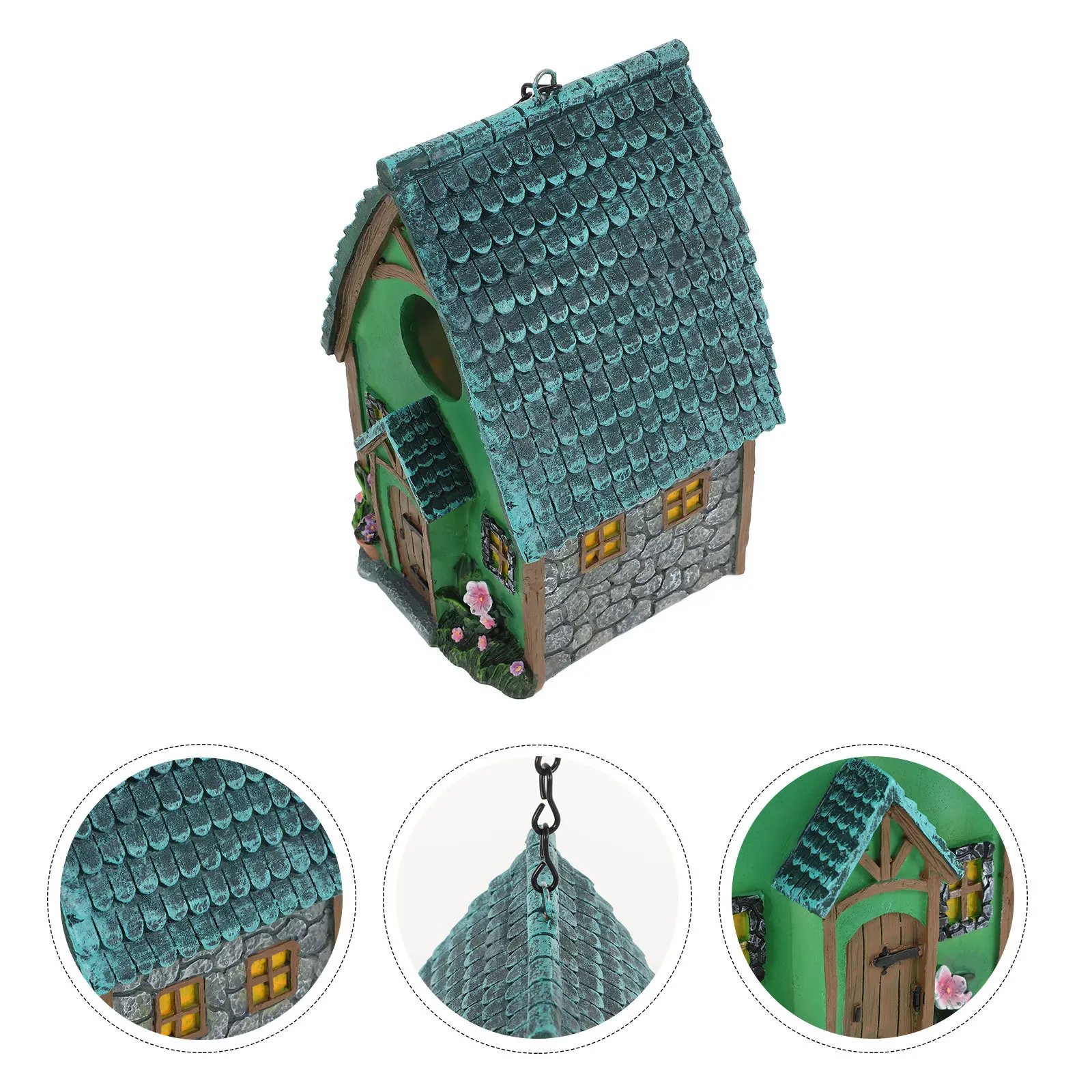 

Resin Bird Small Hanging Nest Outdoor Garden Decorative Bird Nesting Box Rustic Craft Decoration for Backyard