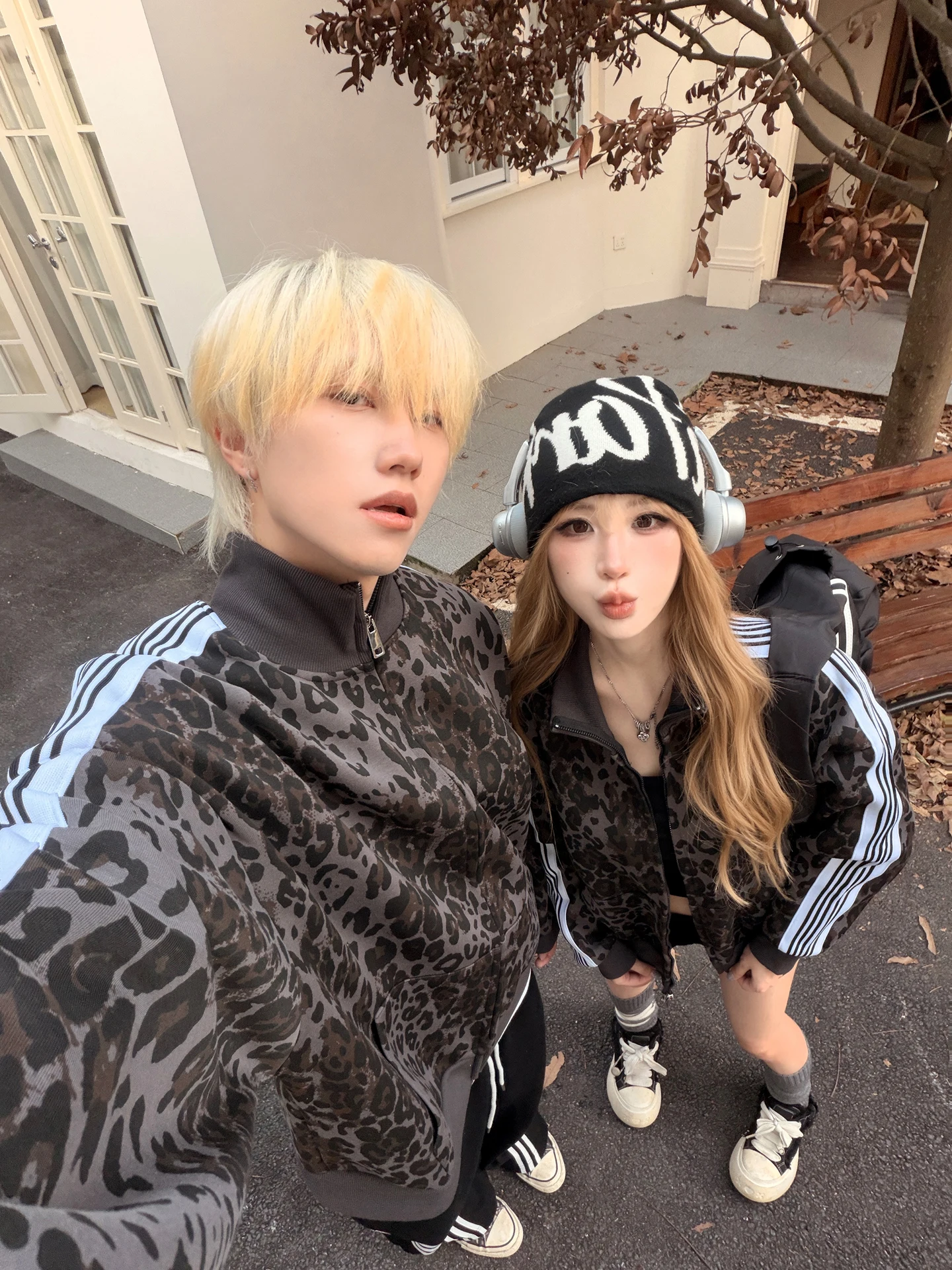American Retro Leopard Print Jacket Loose Casual Collar Zipper Open Cardigan Sweatshirt for Men And Women Couples Autumn Fashion
