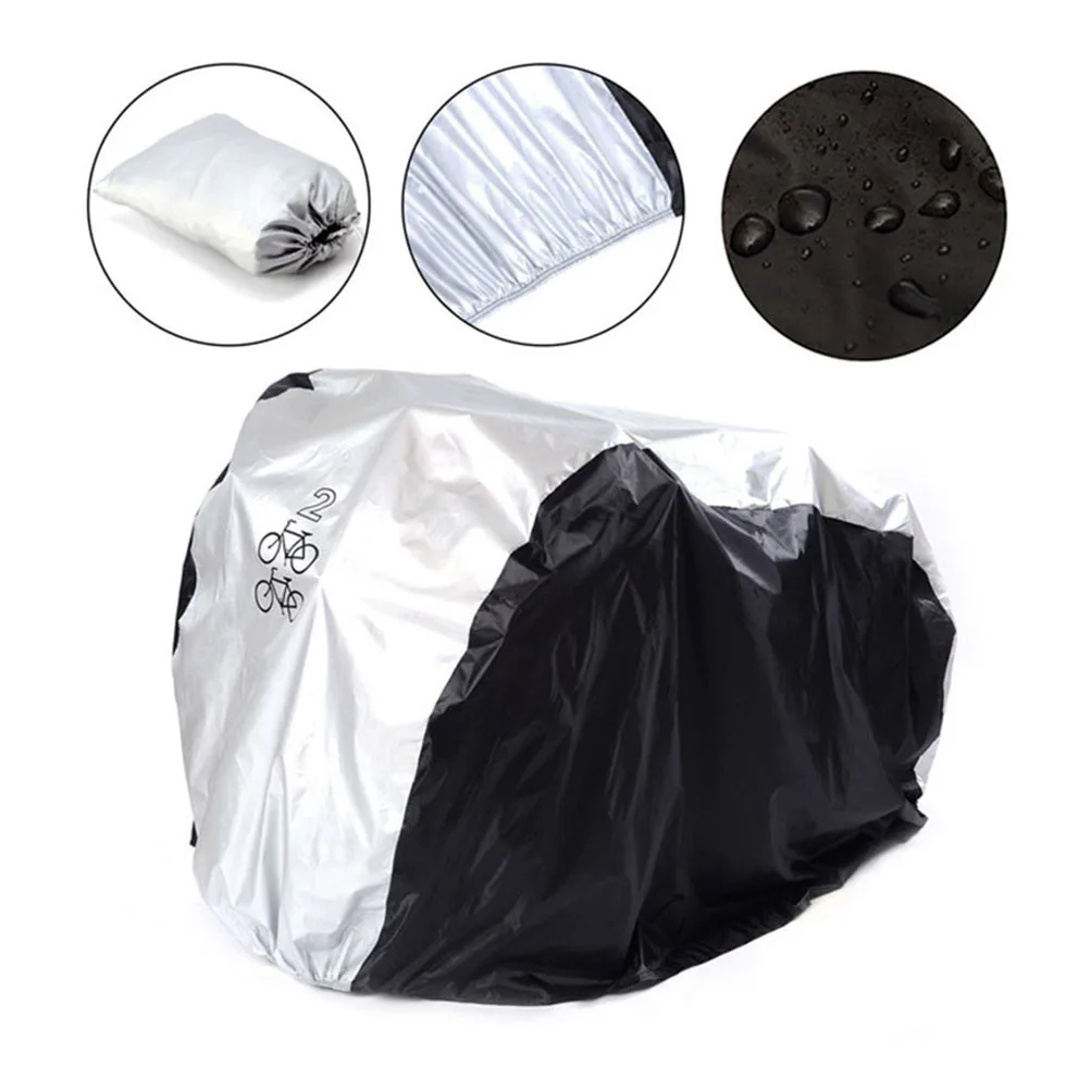 غطاء دراجة مزدوج مقاوم للماء، فضي، غبار المطر، حماية من الأشعة فوق البنفسجية، واقي دراجة قابل للطي في الهواء الطلق، غطاء دراجة مقاوم للماء #4