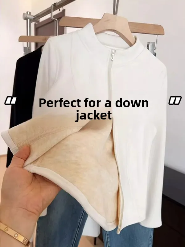 화이트 페이스 라이닝 스탠드 칼라 다운 여성용 가을 겨울 스포츠 필라테스 탑 재킷 이너웨어