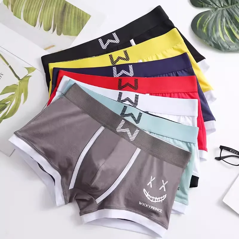 3pcs Mens Underwear Cotton Men Boxer Panties U-convex Man Breathable Underpants Sexy Comfort Male Boy Smiling Face Boxers