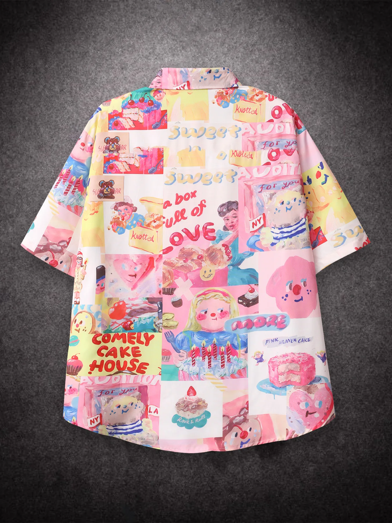 Oversized Loose Short Sleeve Shirt Men Print Cartoon Retro Hiphop Casual Shirts for Summer Beach Hawaiian Clothing