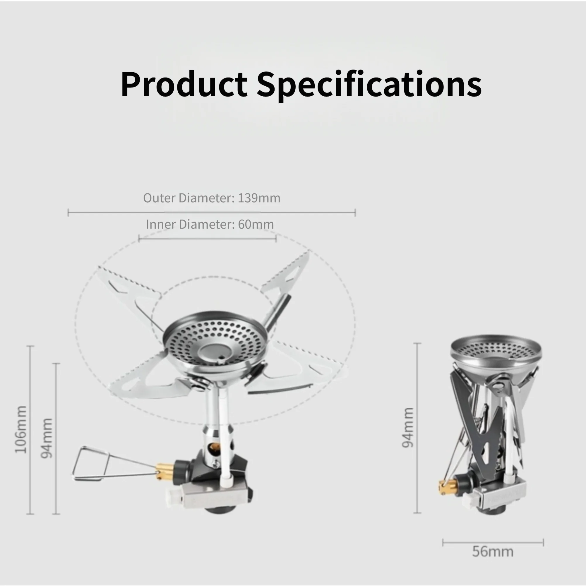 /High /Power /3320W Portable Gas Stove With Detachable Ignition And Four Leg Stability For High Altitude Camping Hiking Cooking