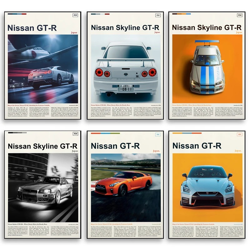 Nissan Skyline Gtr Posters and Prints Handsome Car Canvas Painting Modern Art Wall Art Pictures Home Bar Room Decoration