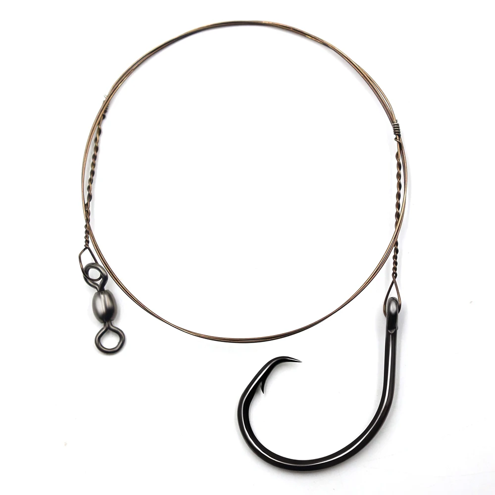 ZYZHE 1/3 Stück Meeresfisch-Angelhaken Monofilament 100/150LB Stahlschnur mit 6/0 # 8/0 # 10/0 # 80cm Angelhaken für Vorderlinie – Detail 10