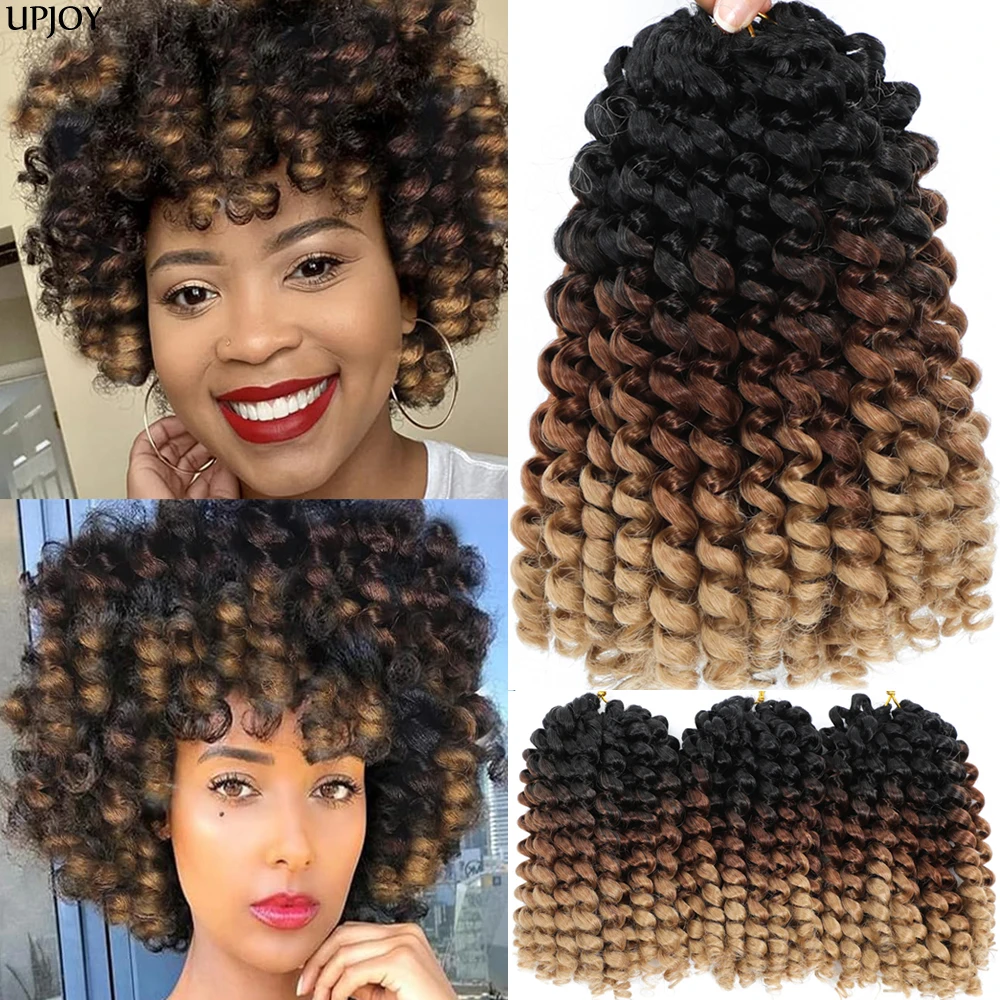 

8 Inch Pre Looped Jamaican Bounce Crochet Hair Jumpy Wand Curl 2X Ringlet Synthetic Curly Twist Braids Hair Extensions for Black