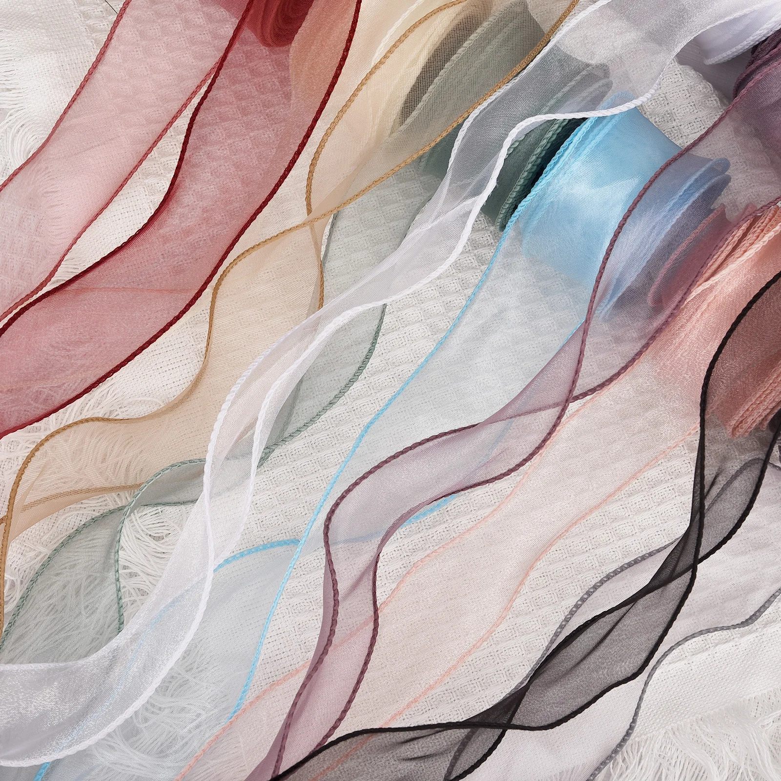 2.2m or 10m/Roll Chiffon Silk Ribbon Organza Satin for DIY Craft Gift Wrapping Decoration Wedding Bouquets Wreath Sewing Supplie