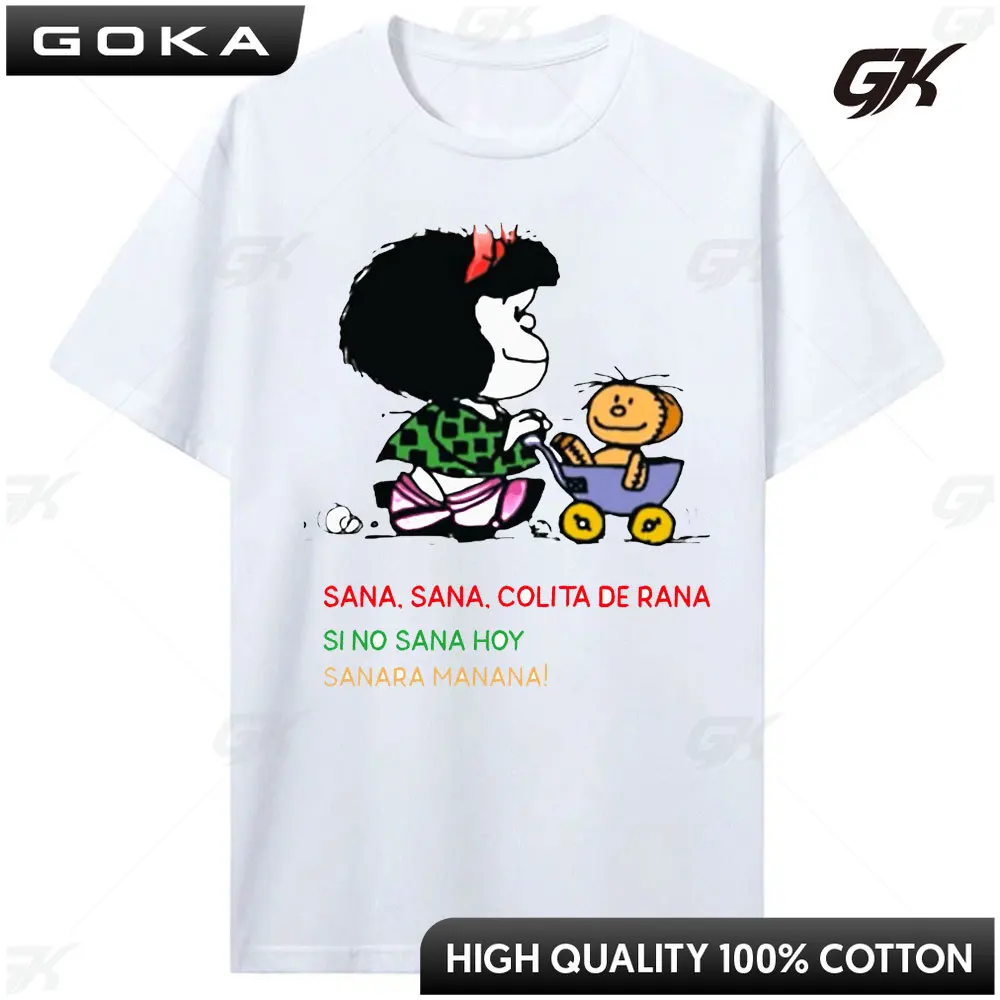 Mafalda Print Women Harajuku Comic Ulzzang Cartoon Kawaii Casual Korean Style Blouse Top Funny Shirt Cotton Clothing Streetwear