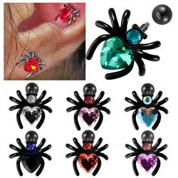 1PC Stainless Steel Black Heart-shaped CZ Spider Helix Earring Daith Labret Lip Piercing Ear Tragus Cartilage Piercing Jewelry