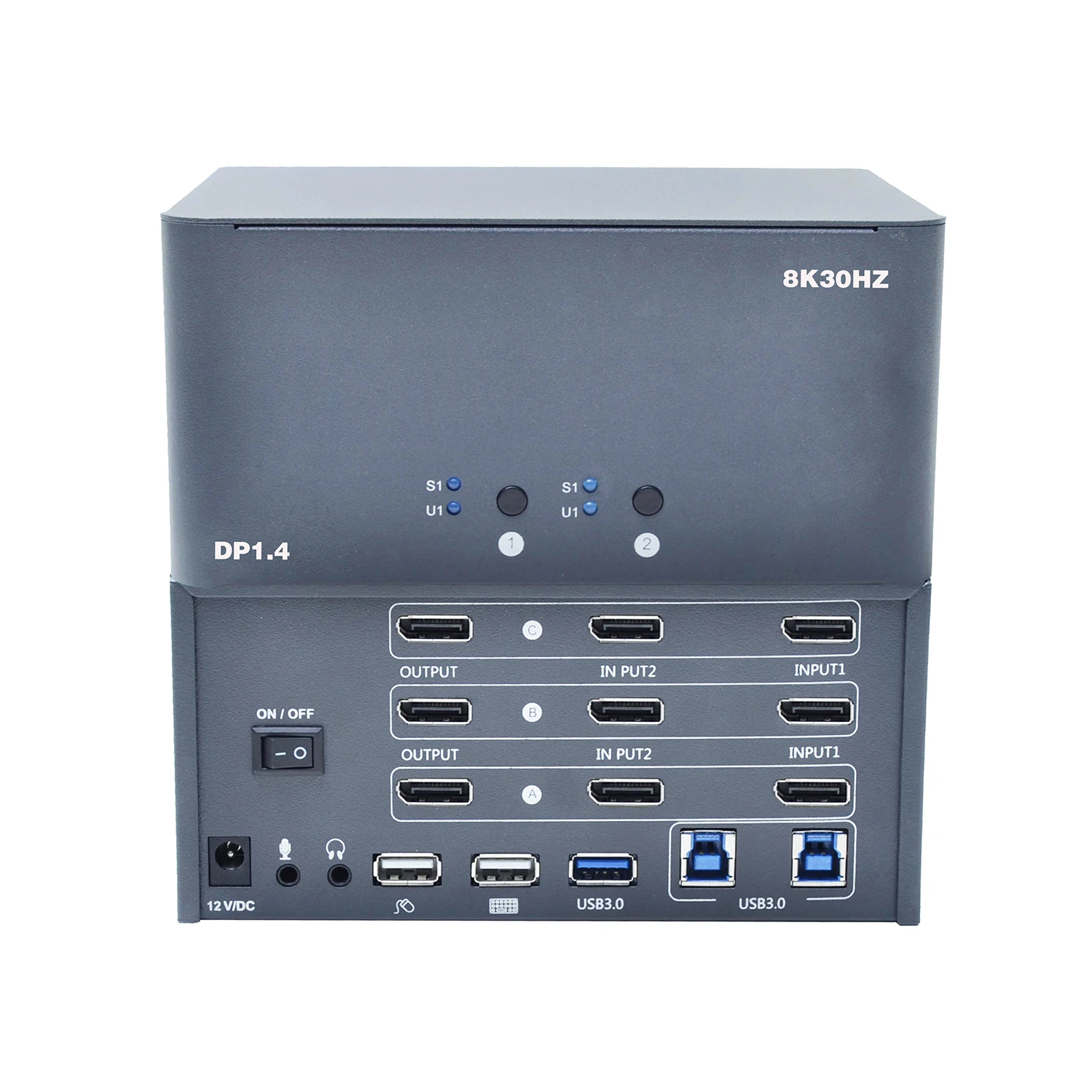 شاشة ثلاثية مفتاح KVM ، 2-Port ، 8K ، DP1.4