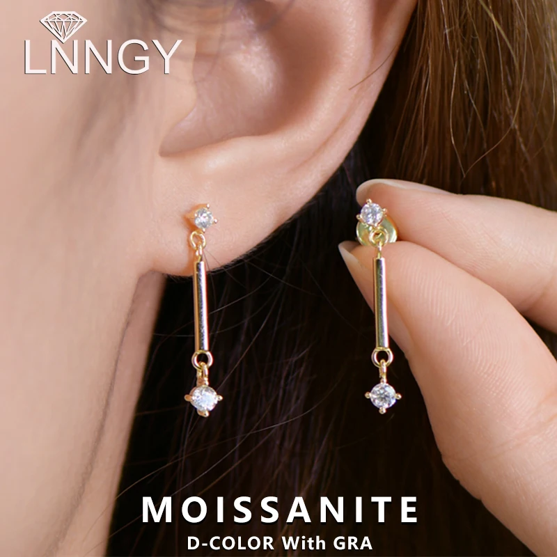 

Lnngy 925 Sterling Silver Sparkling Moissanite Drop Earring With GRA Certificate For Women 3mm&2.5mm Pendant Earring Jewelry