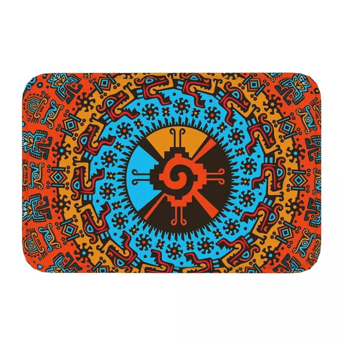 Mayan Aztec Calendar Bedroom Mat Colorful Hunab Ku Symbol Doormat Kitchen Carpet Outdoor Rug Home Decoration