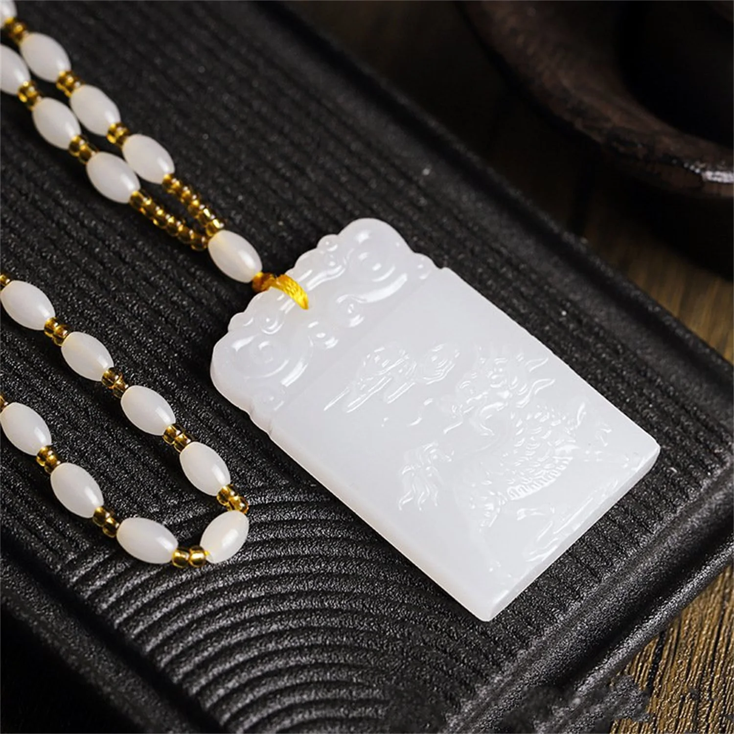 Afghanistan White Jade Qilin Pendant Necklace Hand Carved Mythical Beast Amulet Feng Shui Protection Lucky Charm Jewelry Gift