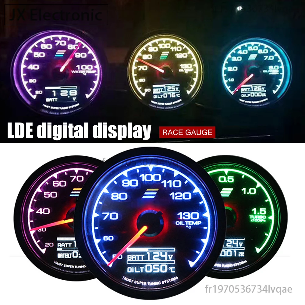 12V Car GReddi LCD Digital Display Turbo Boost Water Temp Oil Temp Oil Press Racing Meter Fuel Pressure Air Fuel Ratio Gauge