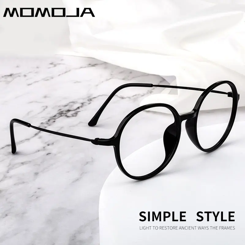 

MOMOJA Ultra-light Fashion TR90 Glasses Men's Retro Roun Blue Light Blocking Optical Prescription Eyegasses Frame Women's 8002