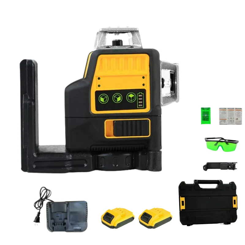 

【Hot】Cross-Border 12-Line Green Light La-ser Level Fully Automatic High Precision Millimeter-Level for Wall & Floor Leveling