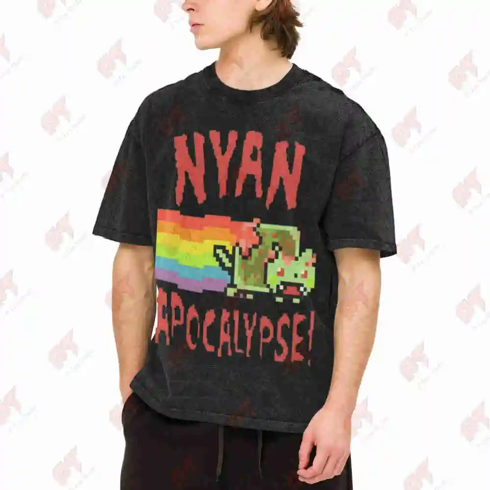 Y2K Gothic Apocalypse 90S Post Apocalyptic Vintage Washed Tee Pure Cotton T-Shirt