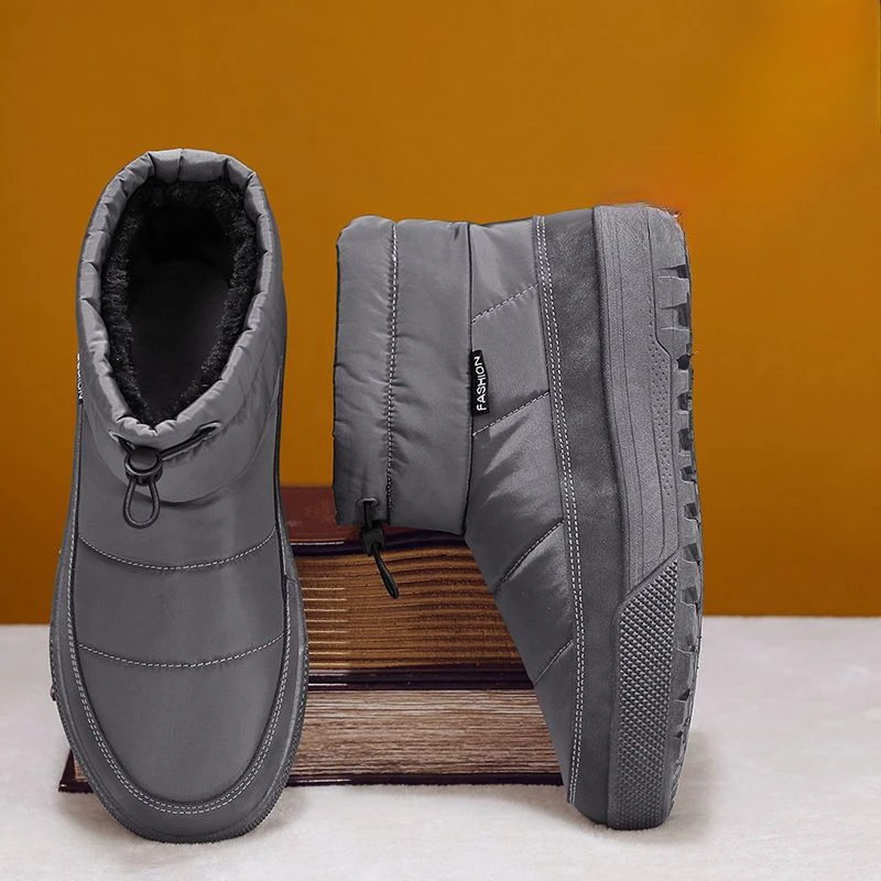 

Men's Snow Boots Platform Gray Water Proof Ankle Booties Male Winter Shoes Fur New in Outdoor Hiking Waterproof Casual Sale Work
