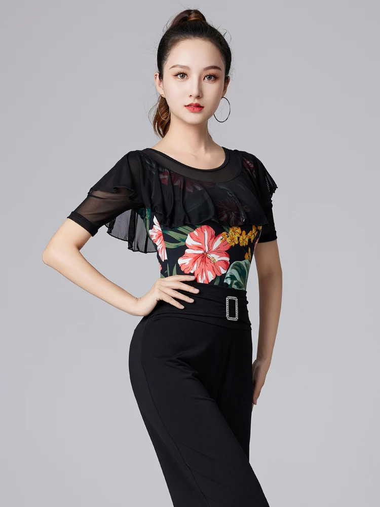 Haut de danse latine pour femmes, vêtements de Performance longs Sve Me, respirant, support National, été et automne, nouvelle collection 2025