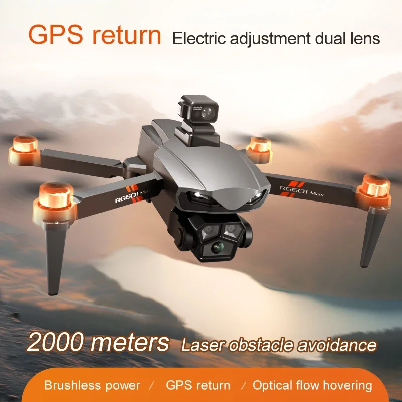 Drone d'évitement d'obstacles de retour GPS, photographie aérienne 8K, flux optique UAV avec caméra pour touristes, jouets RC WiFi FPV, RG601 MAX