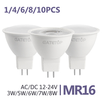 1-10pcs MR16 LED Spotlight Bulb GU5.3 base 6W 600lm AC DC 12V 24V Bombillas Spot Light Replace 30W 50W Halogen Lamp Living Room