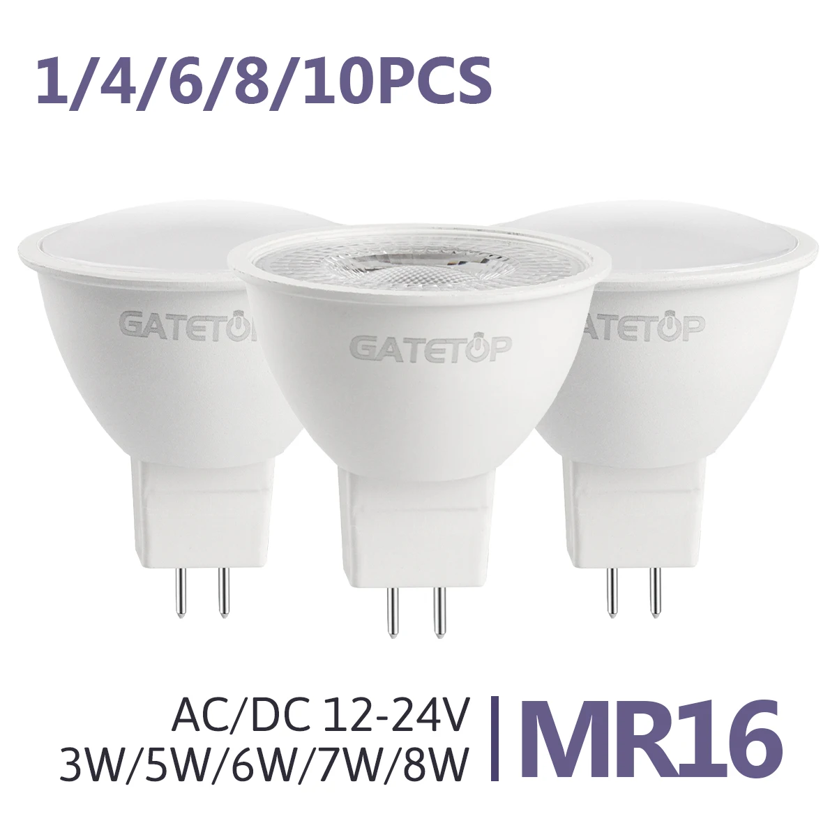 1-10pcs MR16 LED Spotlight Bulb GU5.3 Base 6W 600lm AC DC 12V 24V Bombillas Spot Light Replace 30W 50W Halogen Lamp Living Room